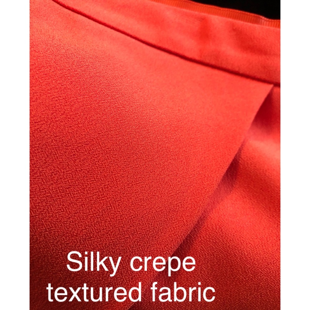 REISS Dita Waterfall Draped Crepe Skirt Bold Orange Asymmetrical Midi Womens 8 - Picture 7 of 13